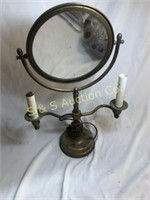 Brass candlestick/mirror lamp