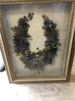 mourning shadow box woven hair 23" wide x 29" tall