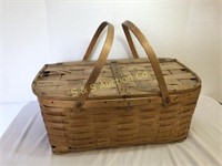 Picnic basket with christmas ornaments