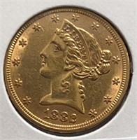 1882-P Five Dollar Liberty Gold Choice +