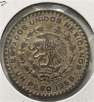 1958 Mexico 1 Peso Silver