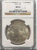 1923 Peace Dollar NGC MS63