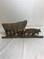 Cast iron covered wagon 17" long