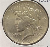1921 Peace Dollar Key VF