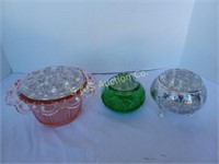 3-Glass Frog Flower Containers