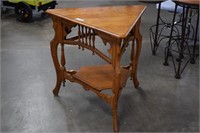 Unique Antique Oak Triangle Table w/Lots of Ginger