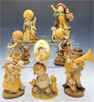 7 Anri made in Italy Wood Carved Figurines
