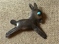 Sterling Silver & Turquoise Donkey Brooch