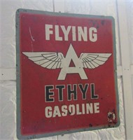 Antique Flying A Ethyl Gasoline Sign 49" X 54"