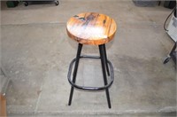 Bar Stool w/Spalted Pecan Top Inlaid w/Turquoise &