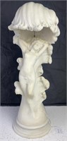 Art Nouveau Carved Alabaster Lighted Sculpture