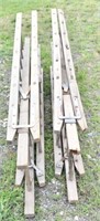 Pair of 8' wooden extension trestle ladders.