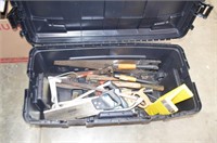 Assorted Saws, Tools in Rolling Toolbox