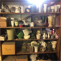 Vases and shelf lot