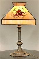 Anheuser-Bush slag glass table lamp, shade