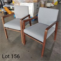 2x Bernhardt Side Chairs, Wood Legs/Grey Fabric