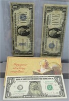 (2) $1 Silver Certs 1928 B, 1934 and 1988 $1
