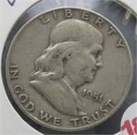 1951-D Franklin Half Dollar.