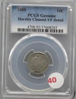 1888 Seated Liberty Dime. PCGS Graded.