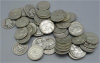 (50) Assorted Silver Washington Quarters.