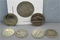 (7) Coin Lot Including 1901 Barber Quarter, 1943