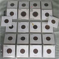(22) Indian Head Pennies from 1881 to 1906.