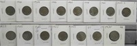 (15) Buffalo Nickels from 1925-1938 (P, D, S).