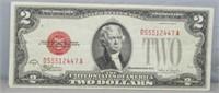 928-F $2 Red Seal Two Dollars US Note.