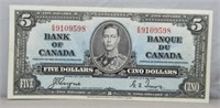 $5 1937 Bank of Canada Note Coyne-Towers.