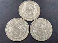 (3) Mexican Silver Pesos
