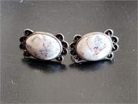 White Agate Earrings sterling