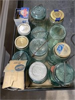 Blue Jars and 2 boxes zinc lids