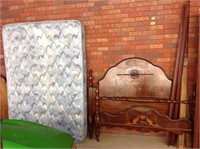 full size vintage 4 poster bed, iron side rails