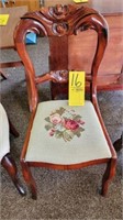 Victoria side chair with needlepoint seat
