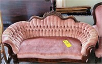 Victoria love seat with rose carving