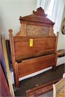 walnut high back antique bed w/sideboards