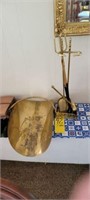 Brass fireplace set w/log holder