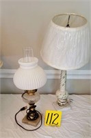 two lamps with marble base