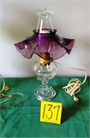 lamp with purple half shade