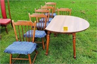 Maple kitchen table with six chairs