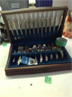 Rogers silverware set in chest