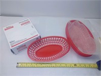 6 Plastic Baskets with box of bakery sheets