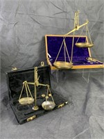 2 Apothecary Scales, Velvet Lined Boxes