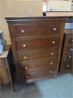 SOLID WOOD CHERRY FINISH 5 DRAWER CHEST