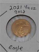 2021 1/10th Oz Fine Gold Liberty 5 Dollar Coin