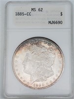 1885-CC Graded MS62 Morgan Silver Dollar ANA