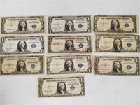 10 $1  Silver Certificates (Various Years)