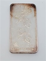 1oz Fine Silver 1974 Christmas Art Bar