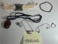 N - LOT OF STERLING SILVER NECKLACES (H24)