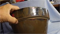 Vintage 9.5" Brown Glaze stoneware mixing bowl/cro
